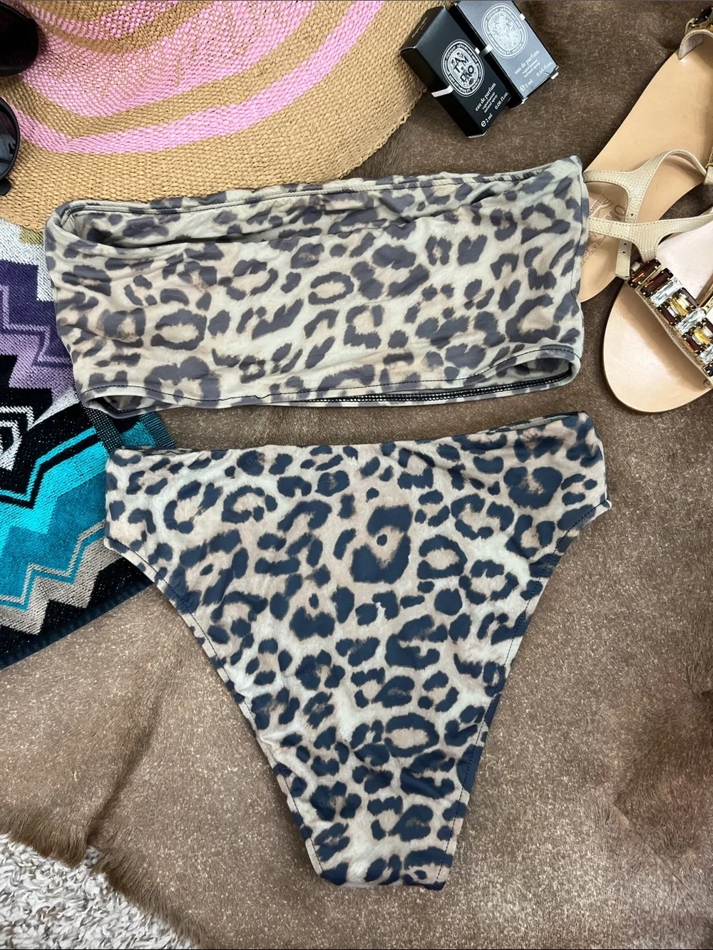 Frankies Bikinis Juju Top + High Waited Juju Bottoms Leopard Print Bikini Set